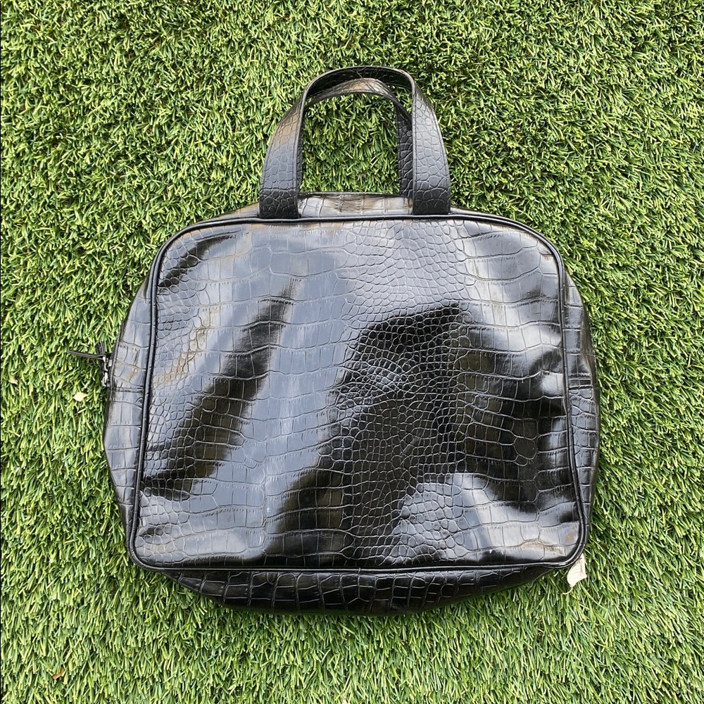 Black Crocodile Embossed laptop Bag